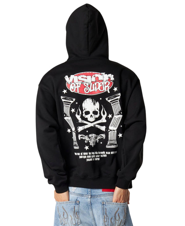 BLACK HOODIE WITH BREAKING VISION PRINT