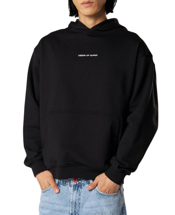 BLACK HOODIE WITH BREAKING VISION PRINT